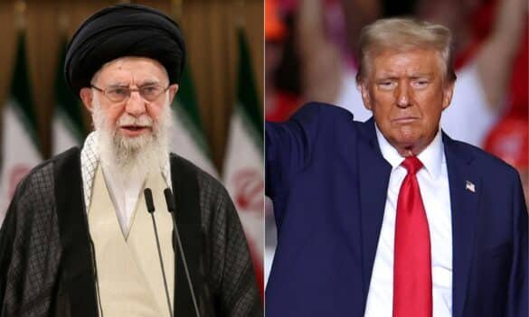 Foto: Pemimpin Tertinggi Iran Ayatollah Ali Khamenei berbicara setelah memberikan surat suara selama pemilihan presiden limpasan di Teheran, pada 5 Juli 2024. | Donald Trump gelombang pada pendukung di akhir rapat umum kampanye di Pittsburgh, Pa., Pada 4 November 2024.